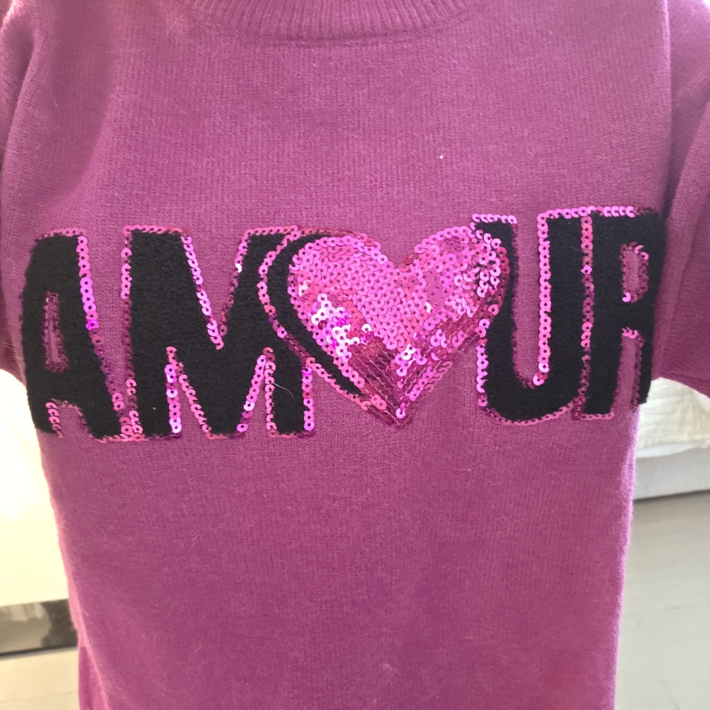 Chic Sequin 'Amour' Sweater in Pink
